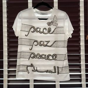 VALENTINO Natale Beaded Peace sequin shirt